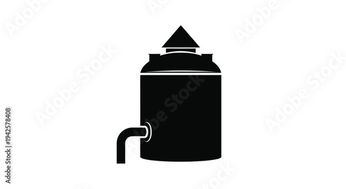 Simple black silhouette of a cylindrical aerosol spray can with a nozzle