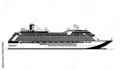Luxury cruise liner ship side view vector illustration sea tourism vacation concept isolated on white