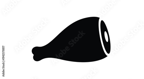 Simple black silhouette of a ham hock facing to the right