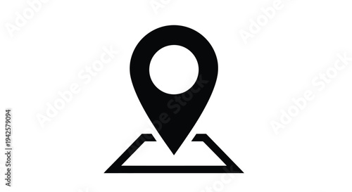 Simple black location pin icon with a map base below it