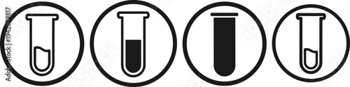 Scientific Medical Test Tube Vector Icon Set Featuring Various Liquid Levels in Circular Outlines for Laboratory Research and Healthcare IllustrationScientific Medical Test Tube Vector Icon Set Featur