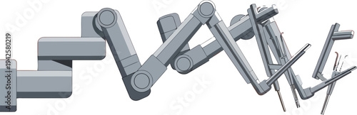 Modern robotic arm illustration on gradient background