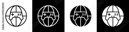Game world black and white icon design concept