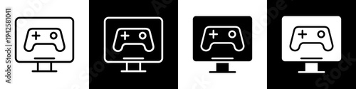 Game black and white icon design concept
