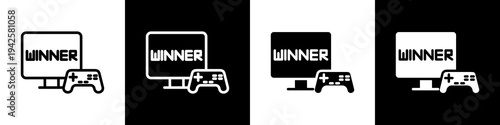 Winner game black and white icon design concept