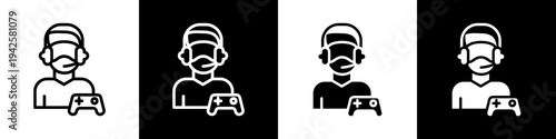 Gamers black and white icon design concept