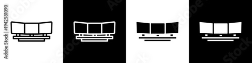 Monitor black and white icon design concept