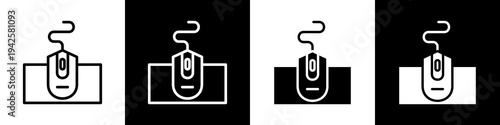  Mouse black and white icon design concept