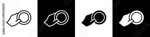Coin black and white icon design concept