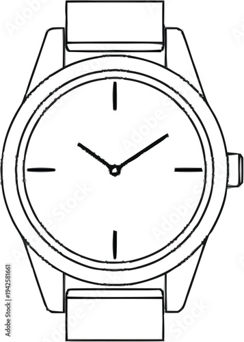 Classic wristwatch doodle with detailed face and band, perfect for time management and punctuality concepts