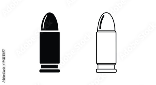 Two bullet cartridges one filled and one outline displayed side by side
