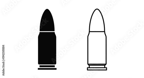 Two bullet silhouettes one solid black one white outline