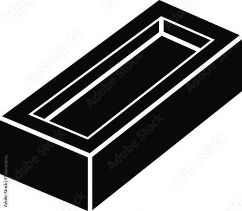 Single Brick Silhouette Isolated on White Background