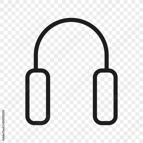 Headphones audio icon. Music listener symbol. Vector headset element. Sound device outline. Stereo equipment gear.