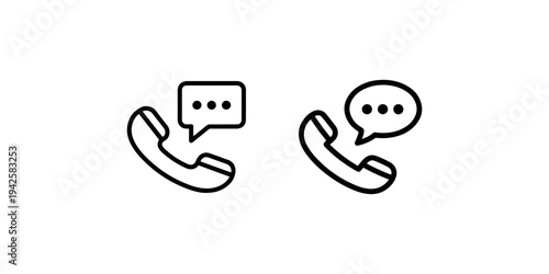 Phone call line icon collection. telephone and communication symbol, talk and discussion sign, contact and support button