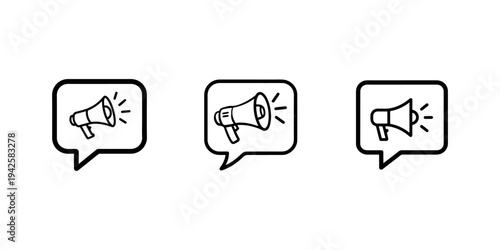 Megaphone icons within chat bubbles vector icons symbolizing announcements broadcasting or important messages