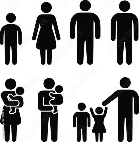 A simple graphic representation of a family unit with multiple generations.