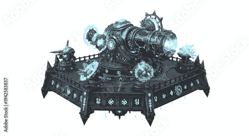 Mystical Artifact Platform with Glowing Energy Elements