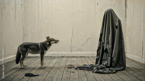 Silent Encounter Between Wolf and Ghost