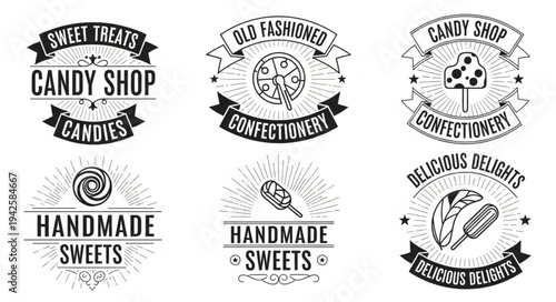 Vintage Candy Shop Logos - Sweet Treats and Handmade Sweets Designs.