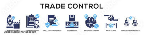 Glyphcolor - Trade Control web banner icon vector illustration concept