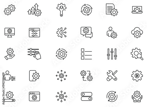 Settings line vector Icon set. Pixel perfect. Editable stroke. stock illustration. Icon Symbol, Service, Controls, Customized stock illustration
Icon Symbol, Gear - Mechanism, Technology, Order, Equip