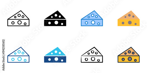 Local cheese variety icons set multiple style collection. Editable stroke 
