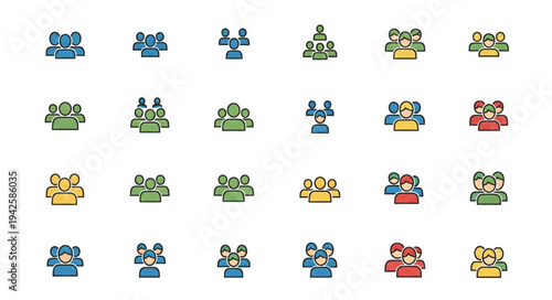 Diverse Teamwork Icons - Collaboration and Connection in Vector Style.