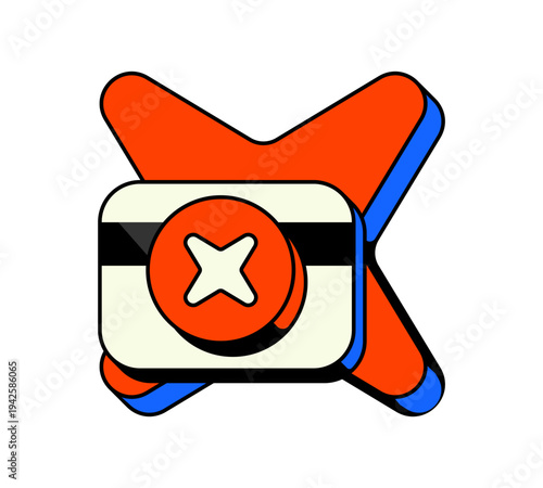 Payment rejected transaction error UI overlay alert illustration. Declined card authorization. Failed billing attempt. Y2K neubrutalism popup notification element. Status message in funky retro design