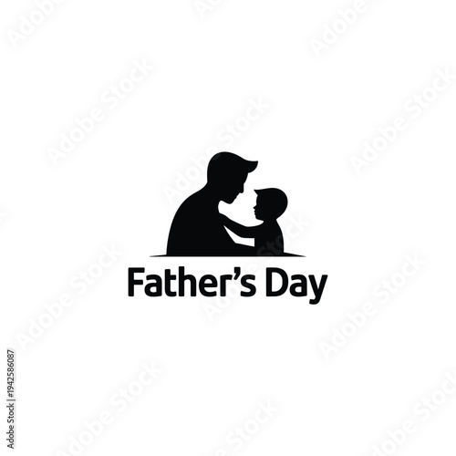 Black silhouette of a man and a child for fathers day