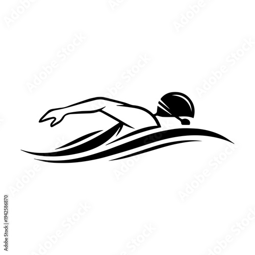 Stylized Swimmer Logo Design for Aquatic Branding.
