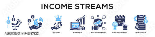 Glyphcolor - Income Streams web banner icon vector illustration concept