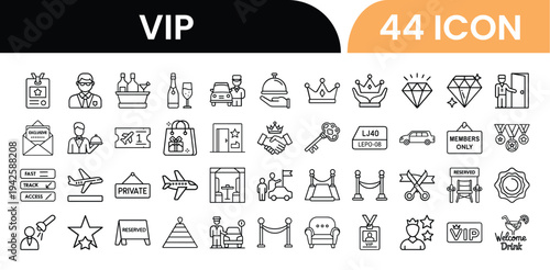 VIP icons collection featuring luxury and exclusive services elements