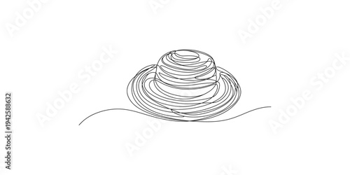 Continuous line drawing of a seashell on a beach coastal ocean wave shore sand illustration