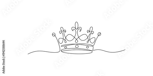 A minimalist line drawing of a crown with a wavy base on white background king