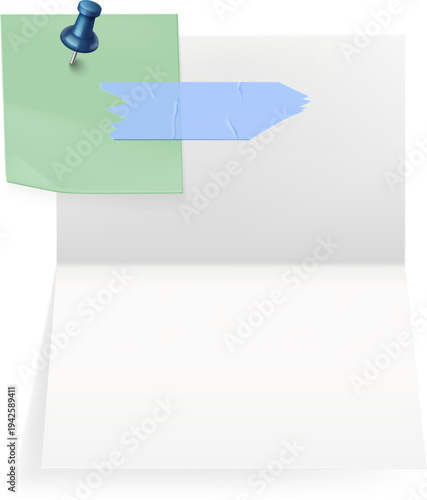 Papers Collage with Push Pin