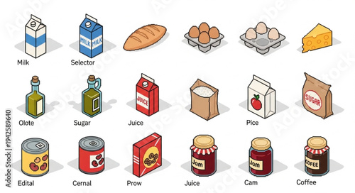 Assorted Food and Drink Items.