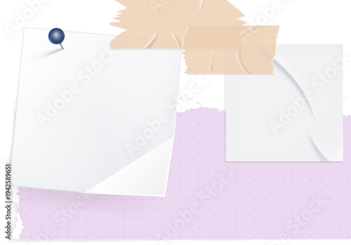 Papers Collage with Push Pin