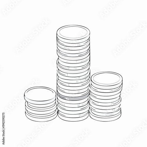 Stacks of silver coins representing money savings finance and wealth