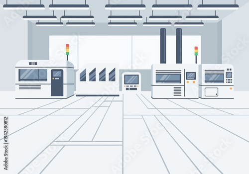 Industrial automation Modern factory floor with advanced machinery and production equipment