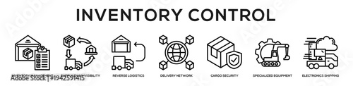Inventory Control web banner icon illustration concept