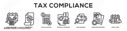 Tax Compliance web banner icon illustration concept