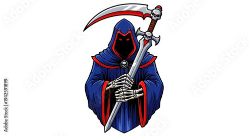 Grim Reaper Holding Scythe, Death Symbol, Halloween Costume, Scary Figure