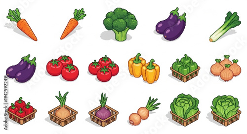 Assorted Vegetables and Fruits Illustration.