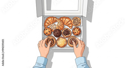 Assorted Pastries in White Box.