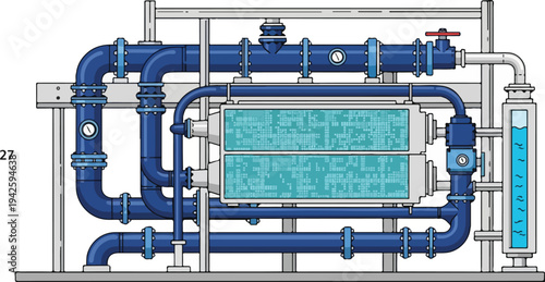 Industrial equipment with pipes and valves in a factory setting via RJ Whisk Auto