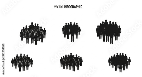 Infographic showcasing diverse groups of people in silhouette.