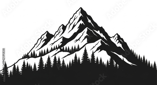 Black and White Mountain Landscape.