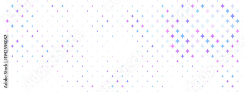 White background with purple blue star pattern scattered randomly. Cute Y2K twinkle grid featuring sparkle geometric diamond shapes. Vector abstract design with gradient effect. Aesthetic texture