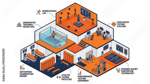 Isometric Sports Science Research Facility with Biomechanics Lab, Underwater Treadmill Pool, Concussion Testing, and Athletic Performance Technology